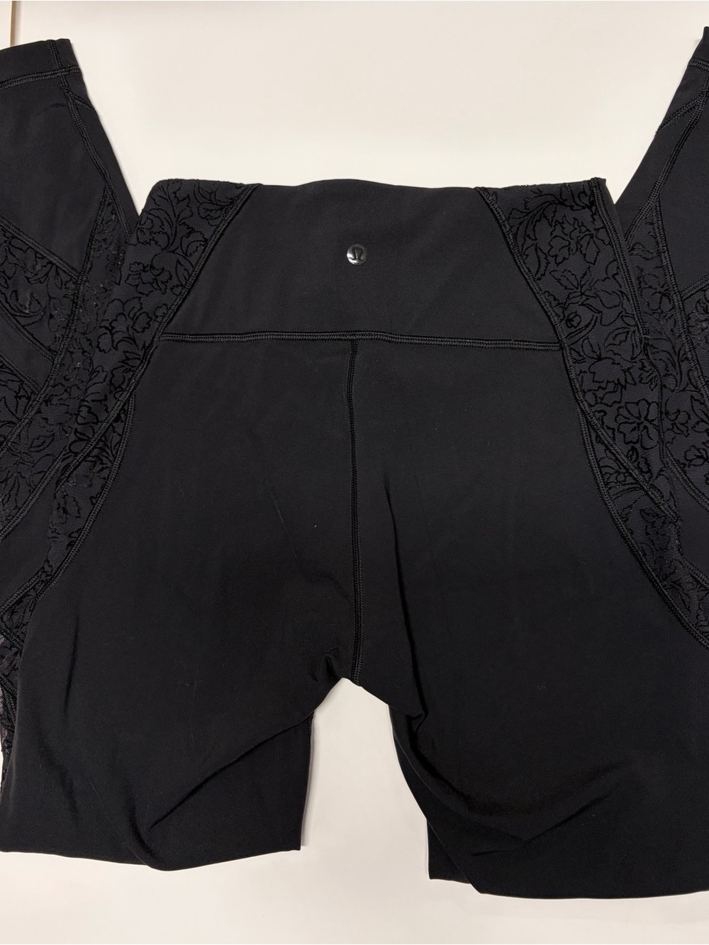 lululemon athletica Black High-Rise Leggings with Floral Lace Panels